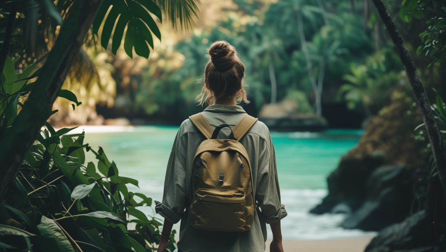 A woman exploring a hidden jungle lake in Siquijor
