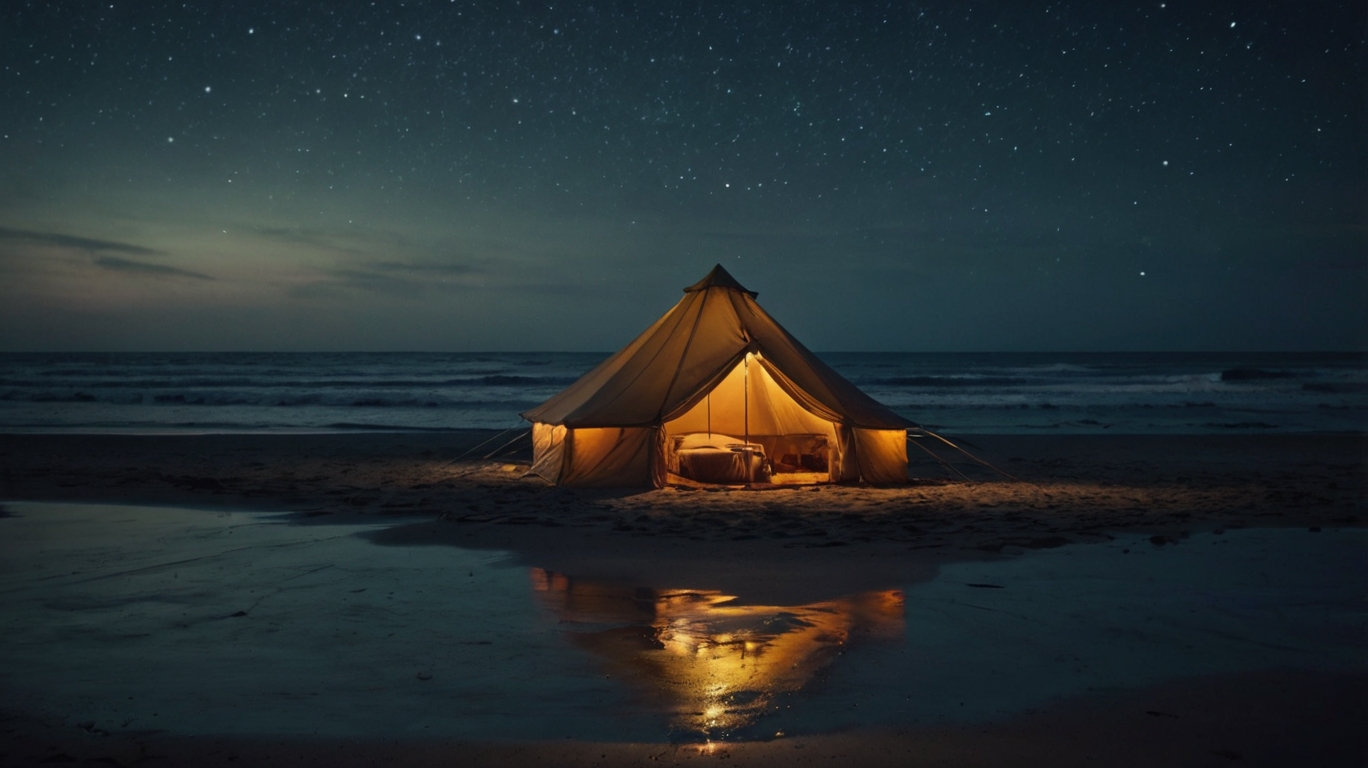 Tent on the beach at night in Siquijor