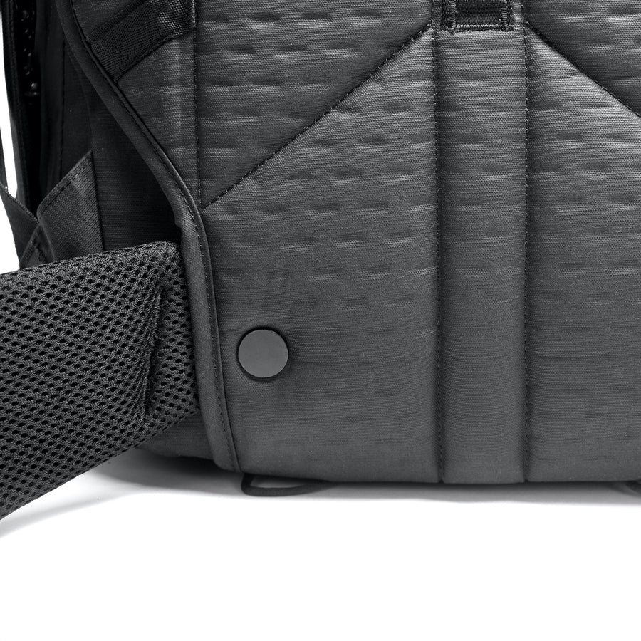 lose-up of the bottom back of Peak Design Travel Backpack