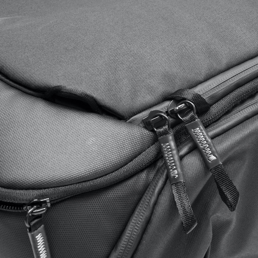 Close-up of Peak Design Travel Backpack showing the zipper