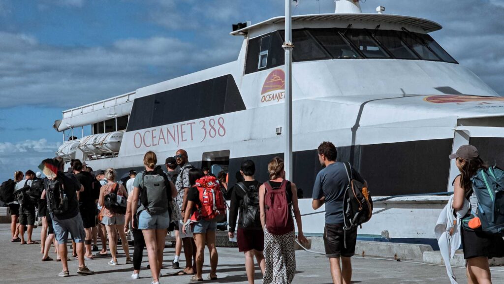 Passengers waiting in line to board the Oceanjet Fast Ferry to Siquijor