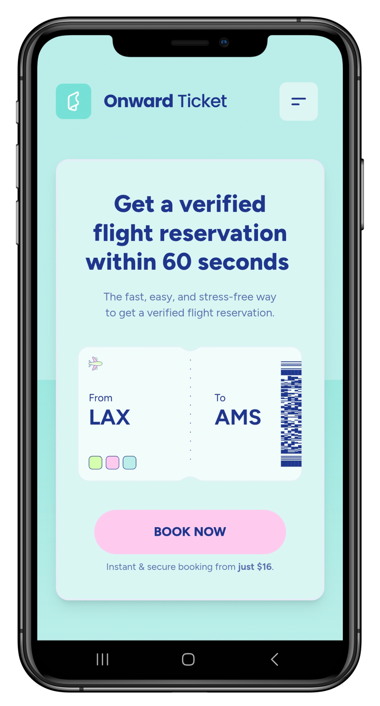 English homepage when booking an onward ticket